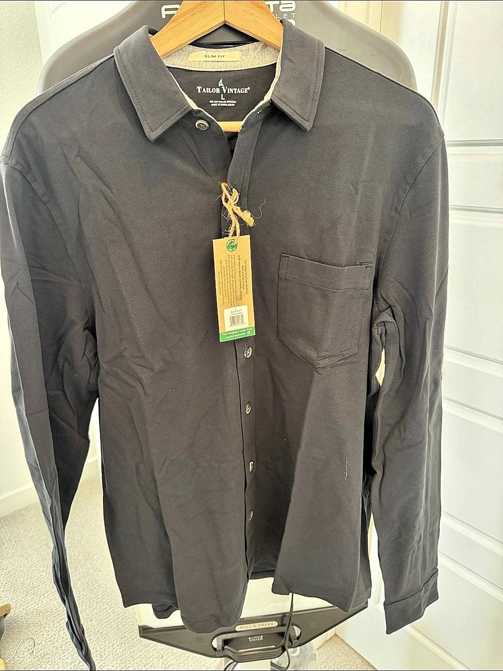 Tailor Vintage 3757K542-BLK Slim Fit Button Down Black NWT
